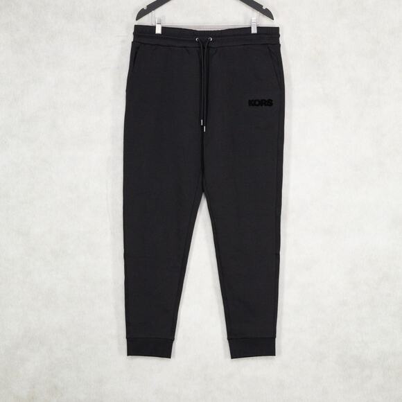 Michael Kors Men Textured Logo Jogger Pants Black Size L